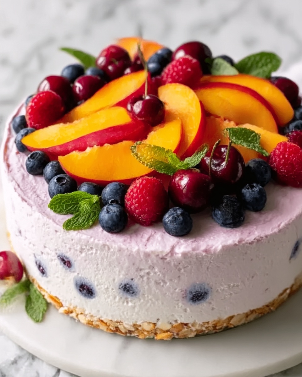 Summer Berry and Peach Cheesecake Recipe - Recipe Image