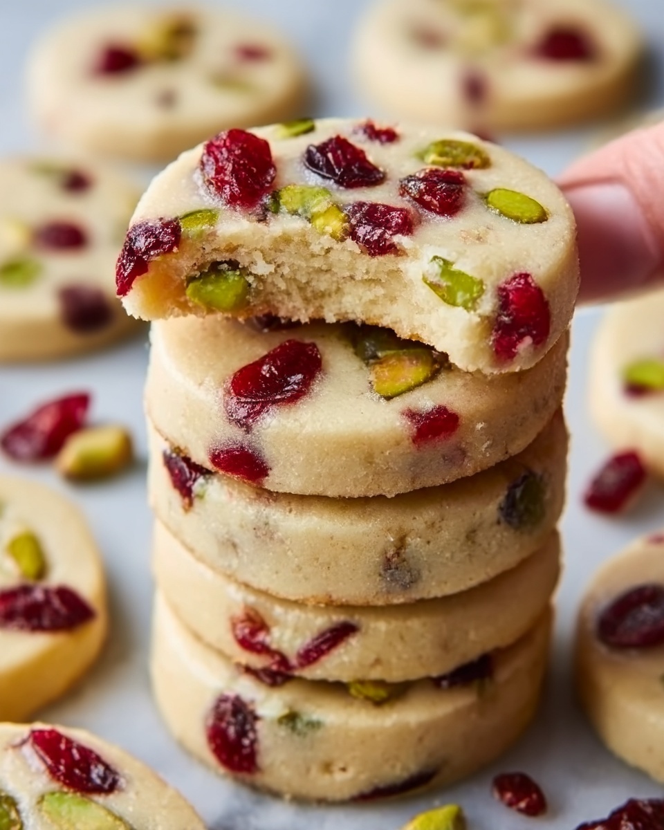 Cranberry Pistachio Shortbread Cookies Recipe - Recipe Image