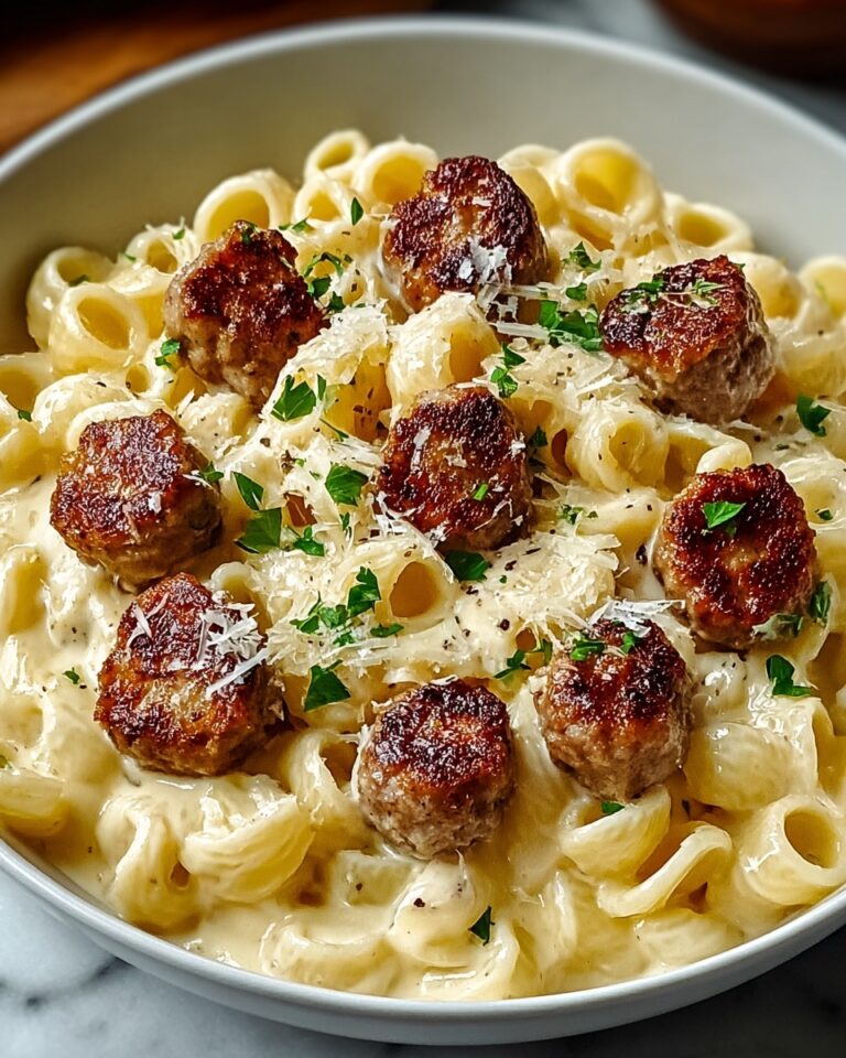 Garlic Butter Sausage Bites with Creamy Parmesan Pasta Recipe