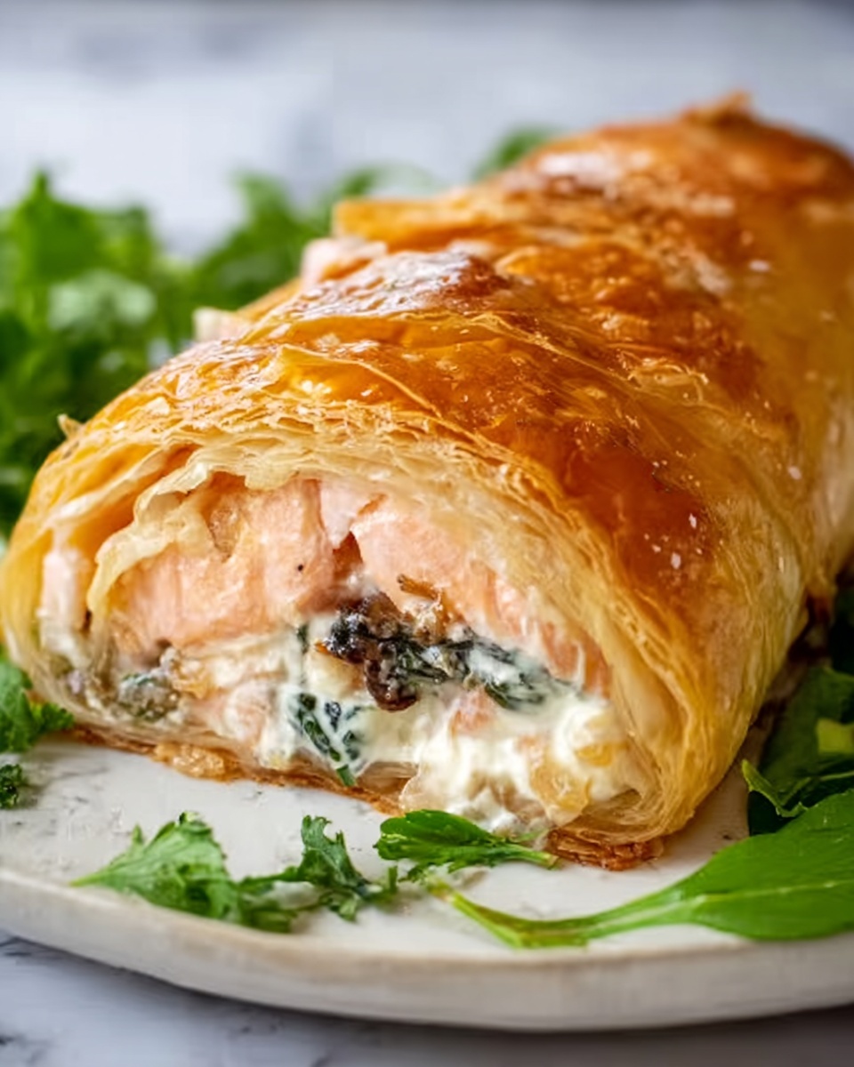 Salmon Wellington with Spinach and Herb Filling Recipe - Recipe Image