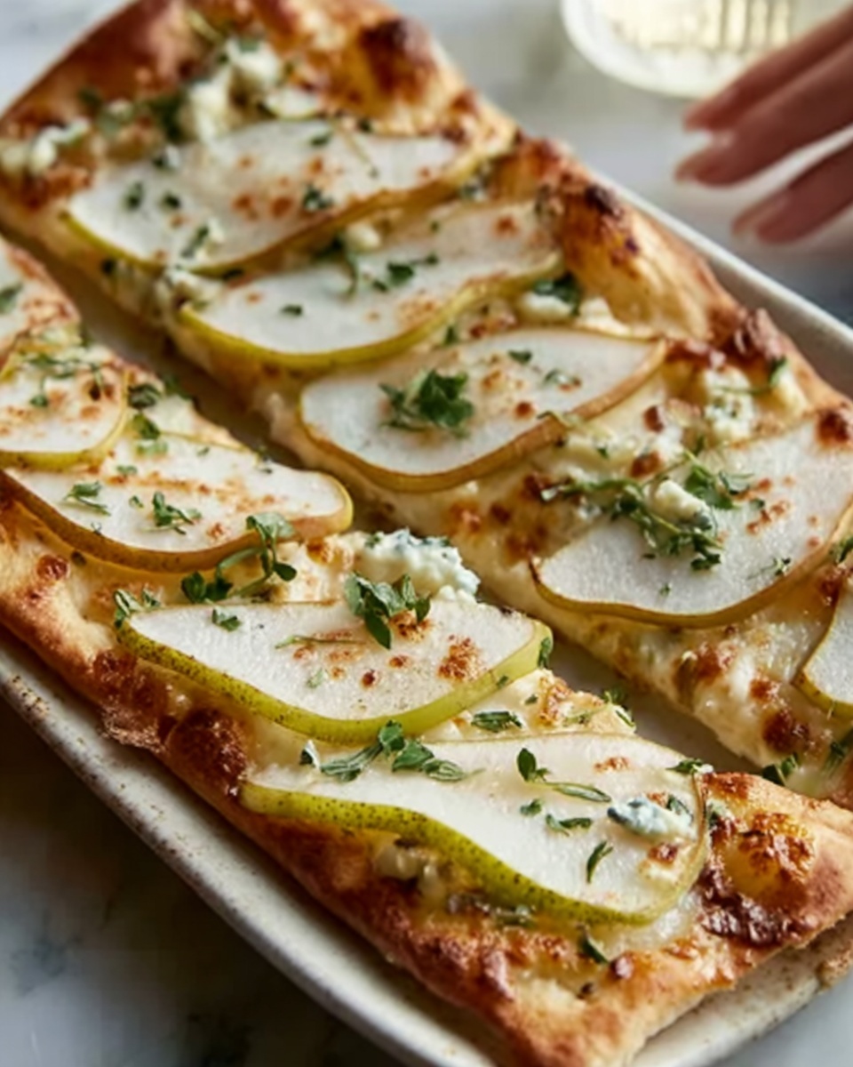 Pear and Gorgonzola Flatbread with Honey and Walnuts Recipe - Recipe Image