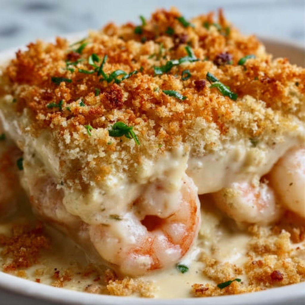 Shrimp Casserole with Cheesy Panko Topping Recipe - Recipe Image