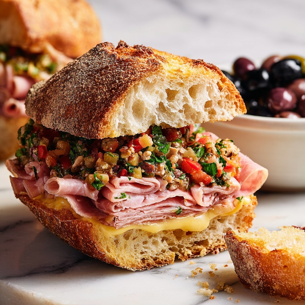 Muffuletta Bread Bowl Sandwich Recipe - Recipe Image