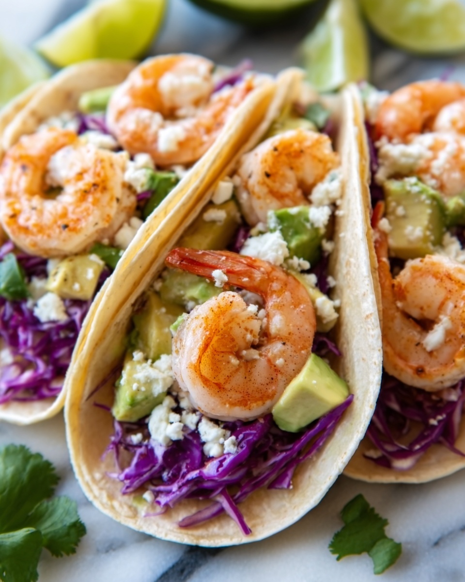 Spicy Cajun Shrimp Tacos with Cabbage, Avocado, and Lime Recipe - Recipe Image