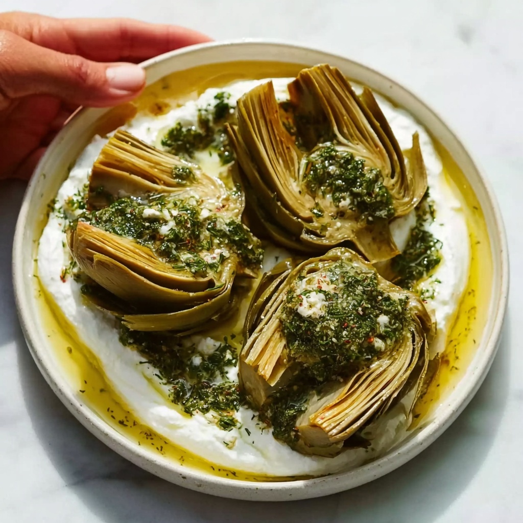Artichokes on Whipped Ricotta with Herb Gremolata Recipe - Recipe Image