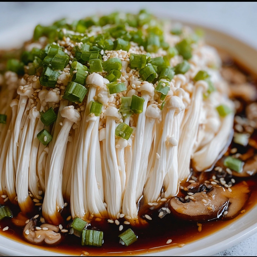 Enoki Mushrooms with Garlic & Scallion Sauce Recipe - Recipe Image