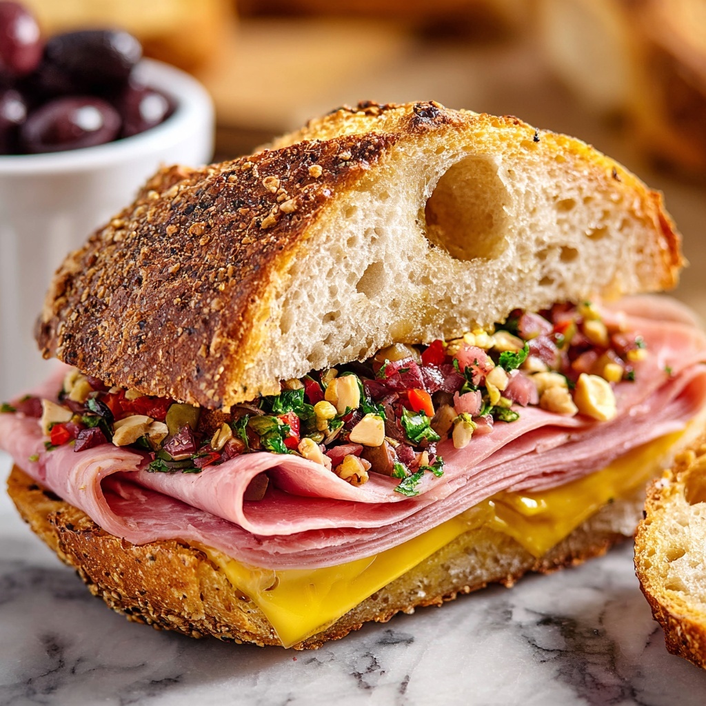 Muffuletta Bread Bowl Sandwich Recipe - Recipe Image