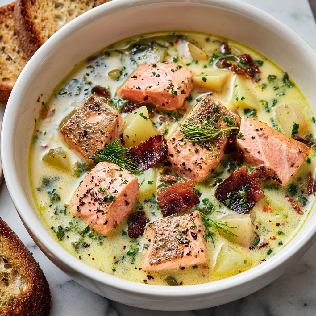 Creamy Salmon Chowder Soup Recipe - Recipe Image