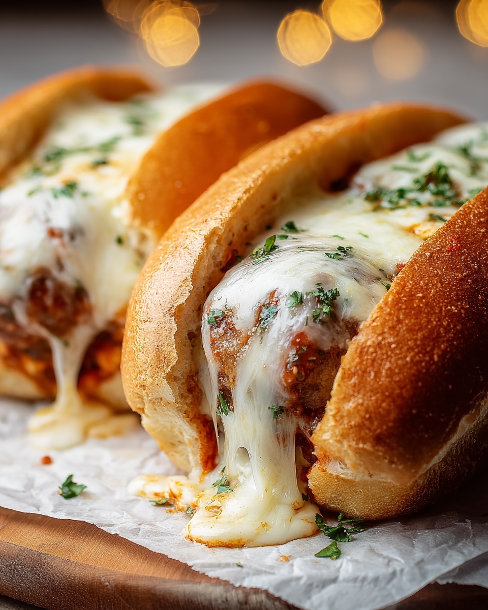 Meatball Subs with Cheese and Garlic Butter Recipe - Recipe Image