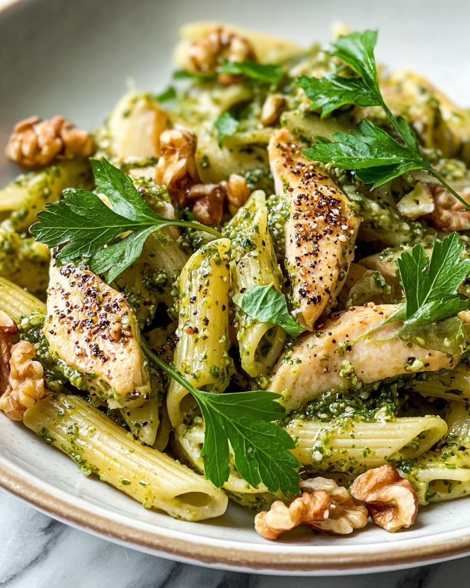 Chicken & Vegetable Penne with Parsley-Walnut Pesto Recipe - Recipe Image