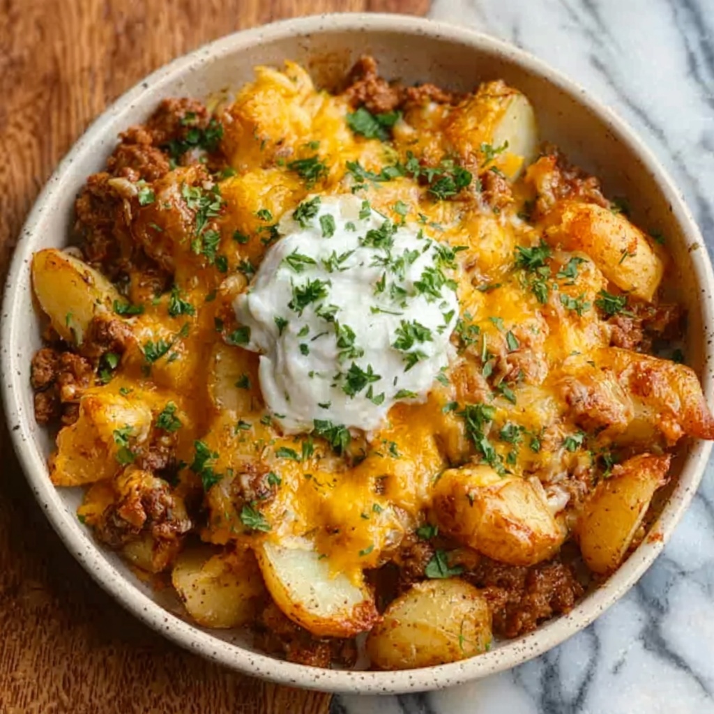 Loaded Cheesy Taco Potato Bake Recipe - Recipe Image