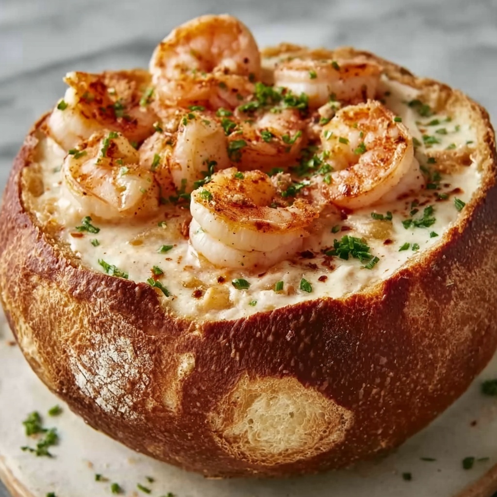 Savory Stuffed Seafood Bread Bowl Recipe - Recipe Image