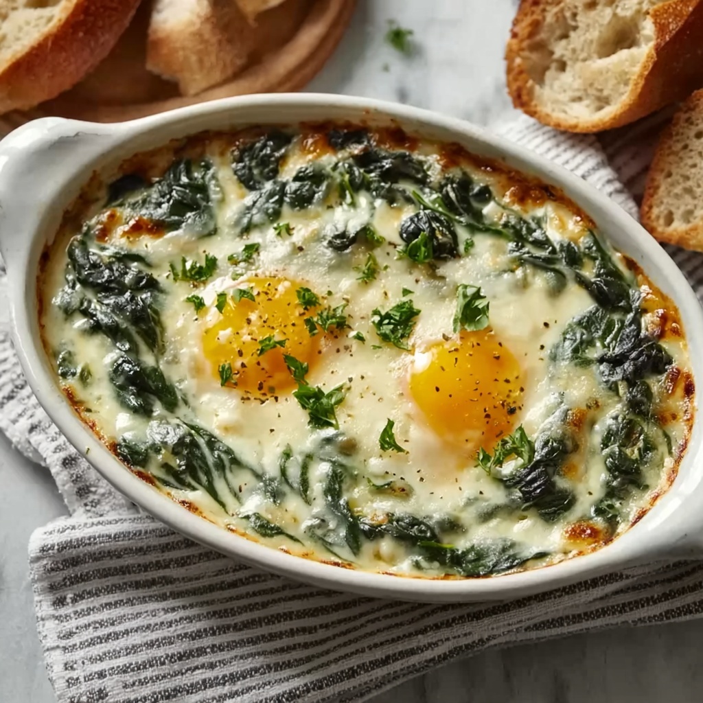 Baked Eggs Florentine Recipe - Recipe Image