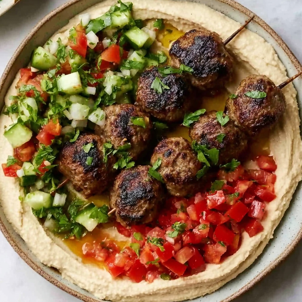 Beef Kefta with Hummus and Tomato Cucumber Salad: An Incredible Ultimate Recipe - Recipe Image