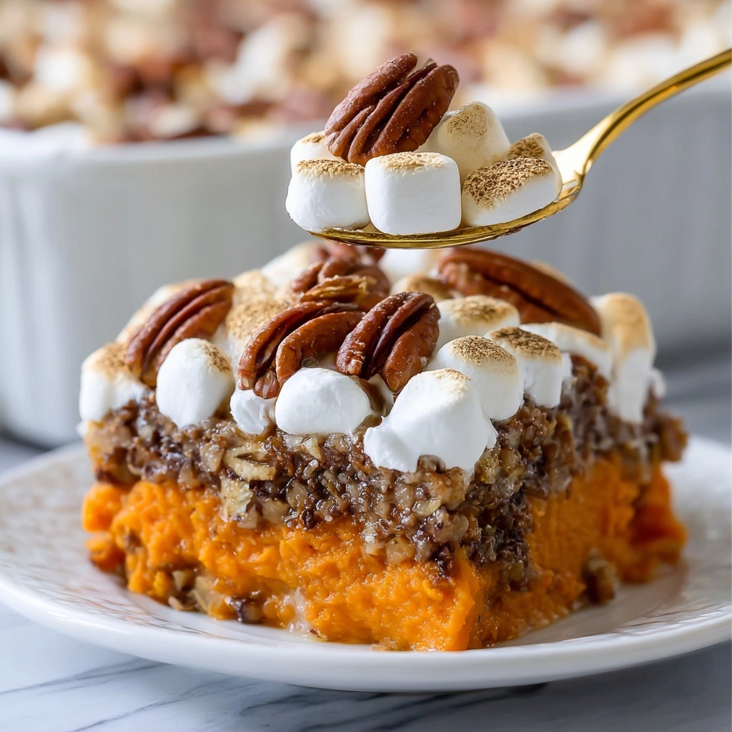 Sweet Potato Casserole with Pecans and Mini Marshmallows Recipe - Recipe Image
