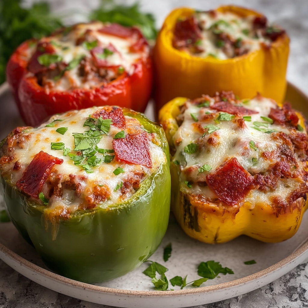 Creamy Pizza Stuffed Peppers Recipe - Recipe Image