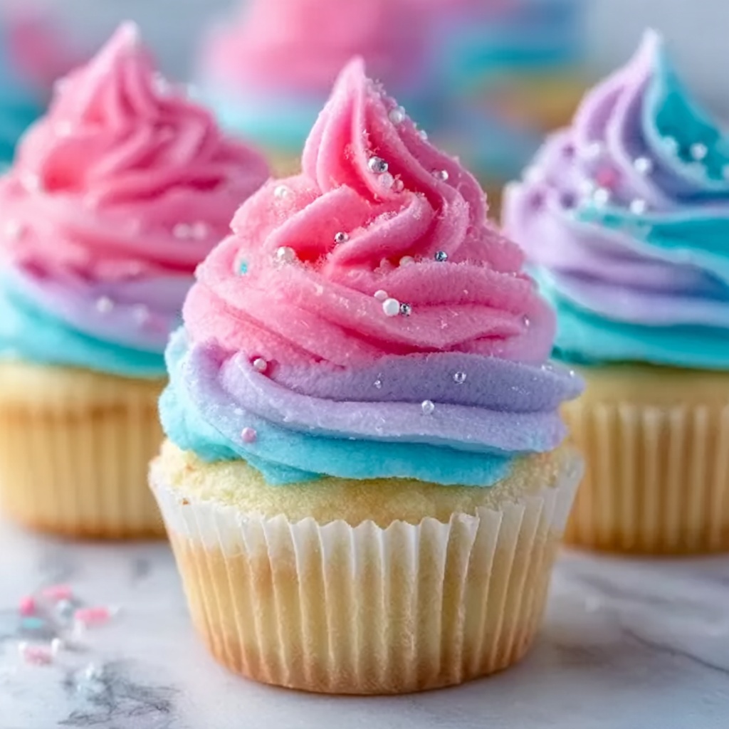 The Best Cotton Candy Cupcakes Recipe - Recipe Image
