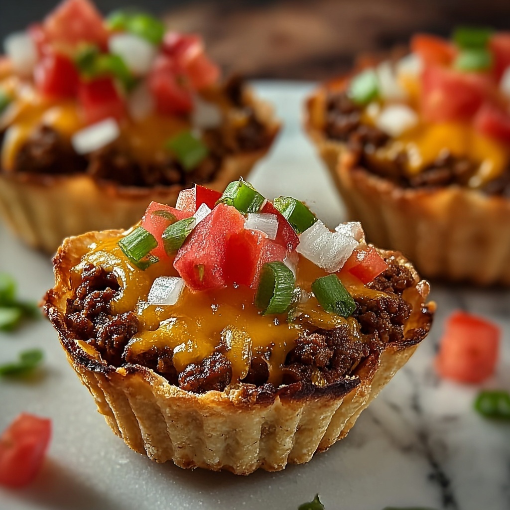 Mini Taco Cupcakes with Zesty Ground Beef and Cheese Recipe - Recipe Image