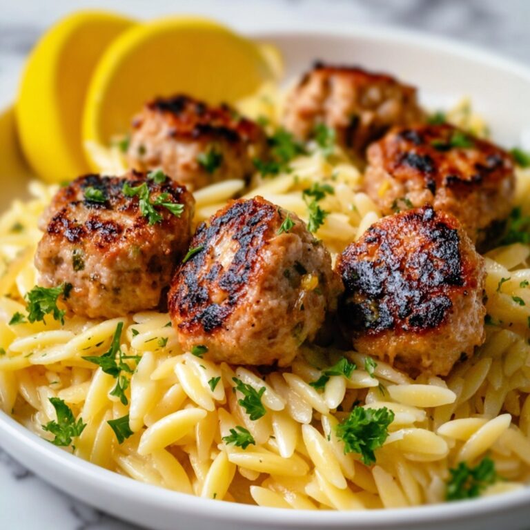 Greek Chicken Meatballs with Lemon Orzo Recipe