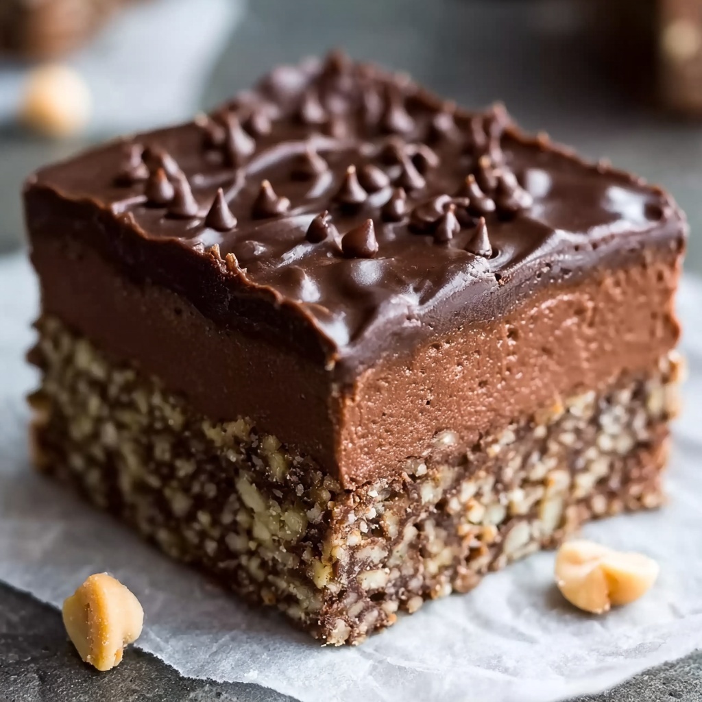 Healthy No-Bake Chocolate Peanut Butter Crunch Bars Recipe - Recipe Image