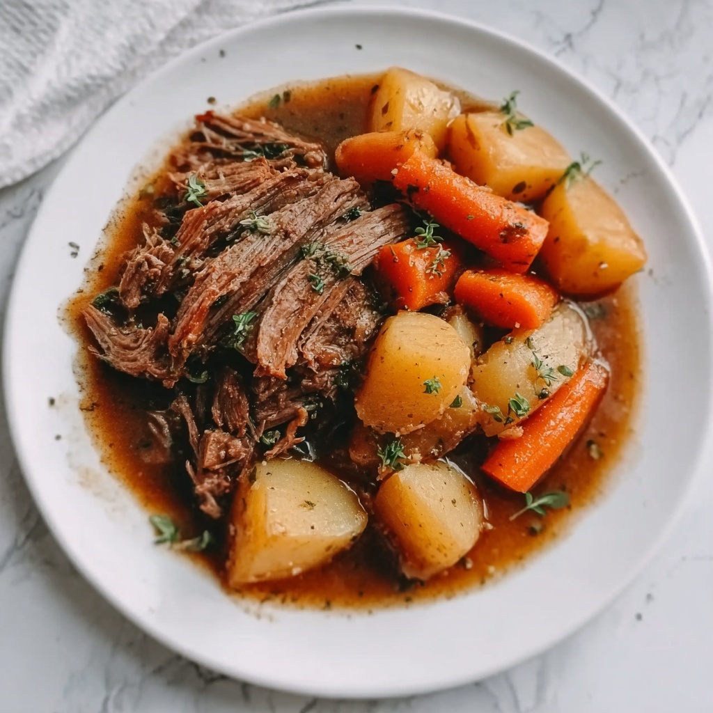 One-Pan Pot Roast with Carrots and Potatoes Recipe - Recipe Image