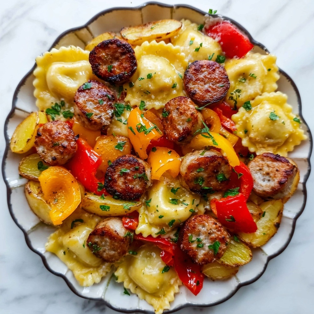 Sheet Pan Sausage and Pierogies Recipe - Recipe Image