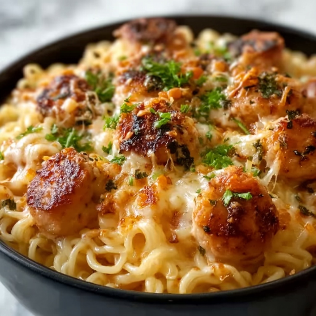 Garlic Butter Chicken Bites with Creamy Parmesan Pasta Recipe - Recipe Image