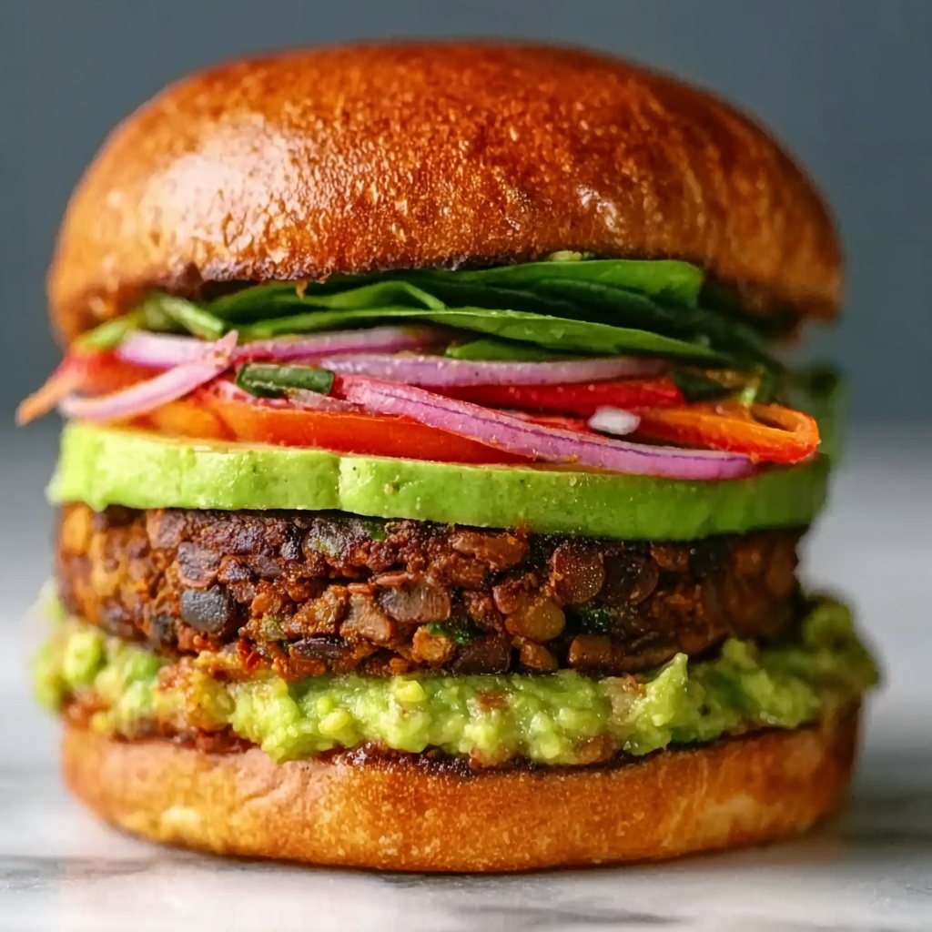 Lentil-Chickpea Veggie Burgers with Avocado Green Harissa Recipe - Recipe Image