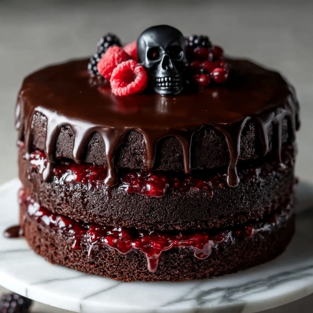Spooky Black Velvet Halloween Cake Recipe - Recipe Image