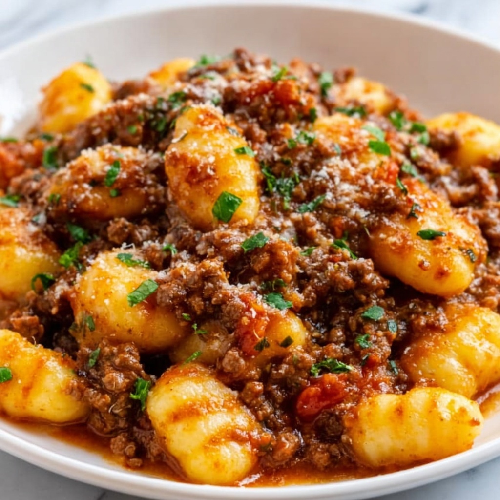 Gnocchi Bolognese with Crispy Gnocchi and Cherry Tomatoes Recipe - Recipe Image