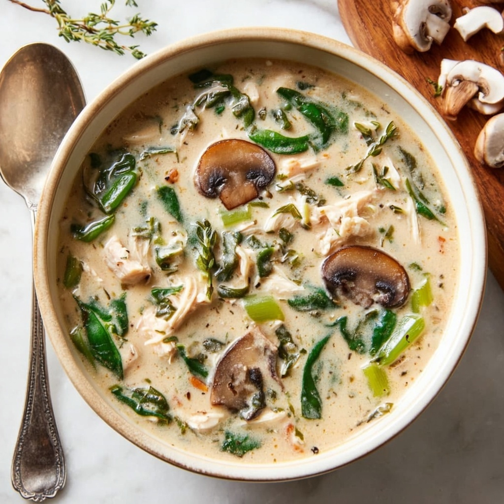 Creamy Mushroom Kale Turkey Soup Recipe - Recipe Image