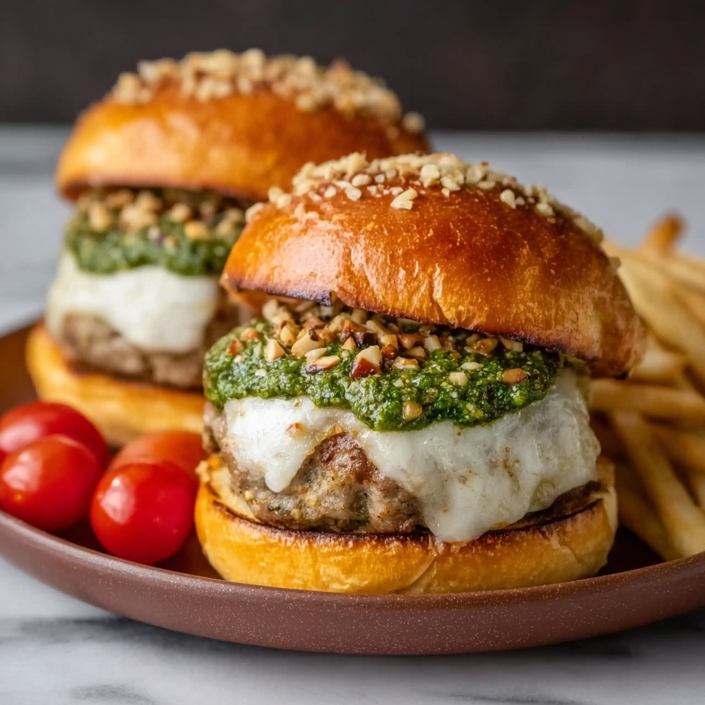 Spinach Chicken Burgers with Pesto and Mozzarella Recipe - Recipe Image