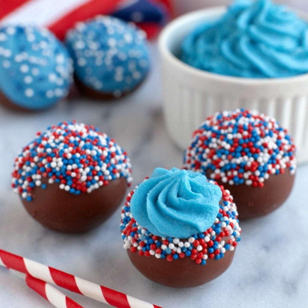 Patriotic Chocolate Cake Balls Recipe - Recipe Image
