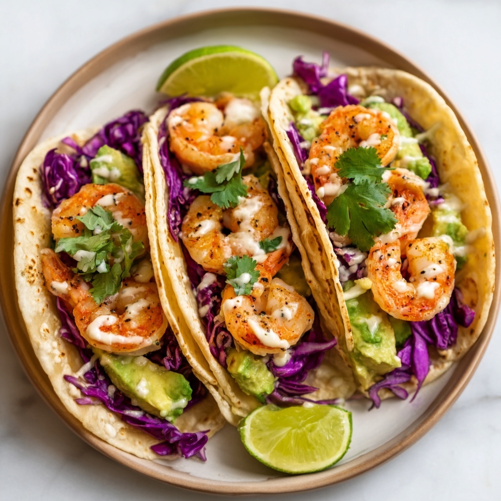 Shrimp Tacos with Cabbage, Avocado, and Lime Recipe - Recipe Image