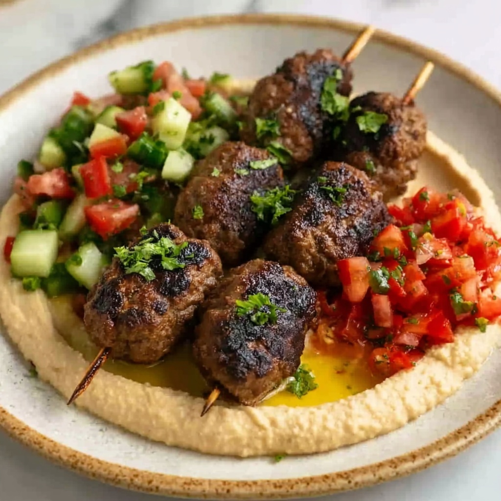 Beef Kefta with Hummus and Tomato Cucumber Salad: An Incredible Ultimate Recipe - Recipe Image