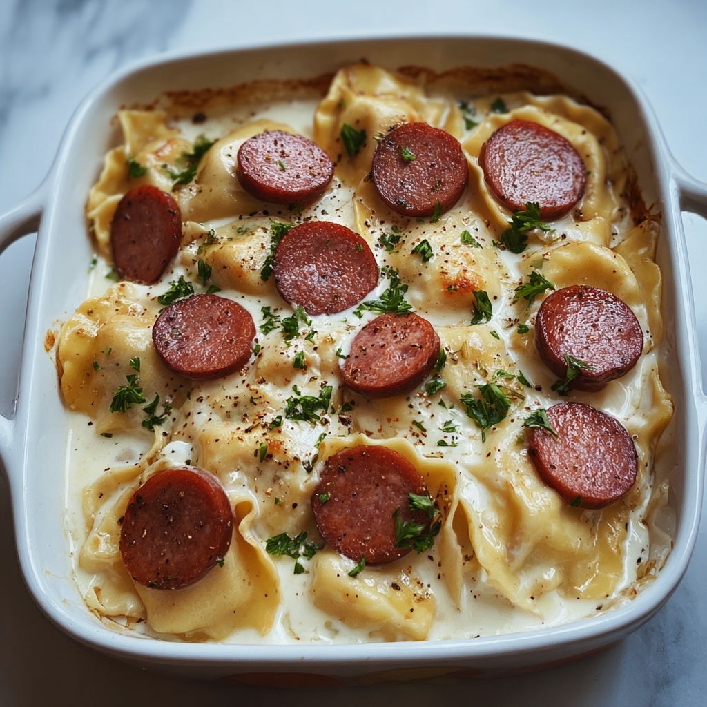 Crockpot Pierogi Casserole with Kielbasa Recipe - Recipe Image
