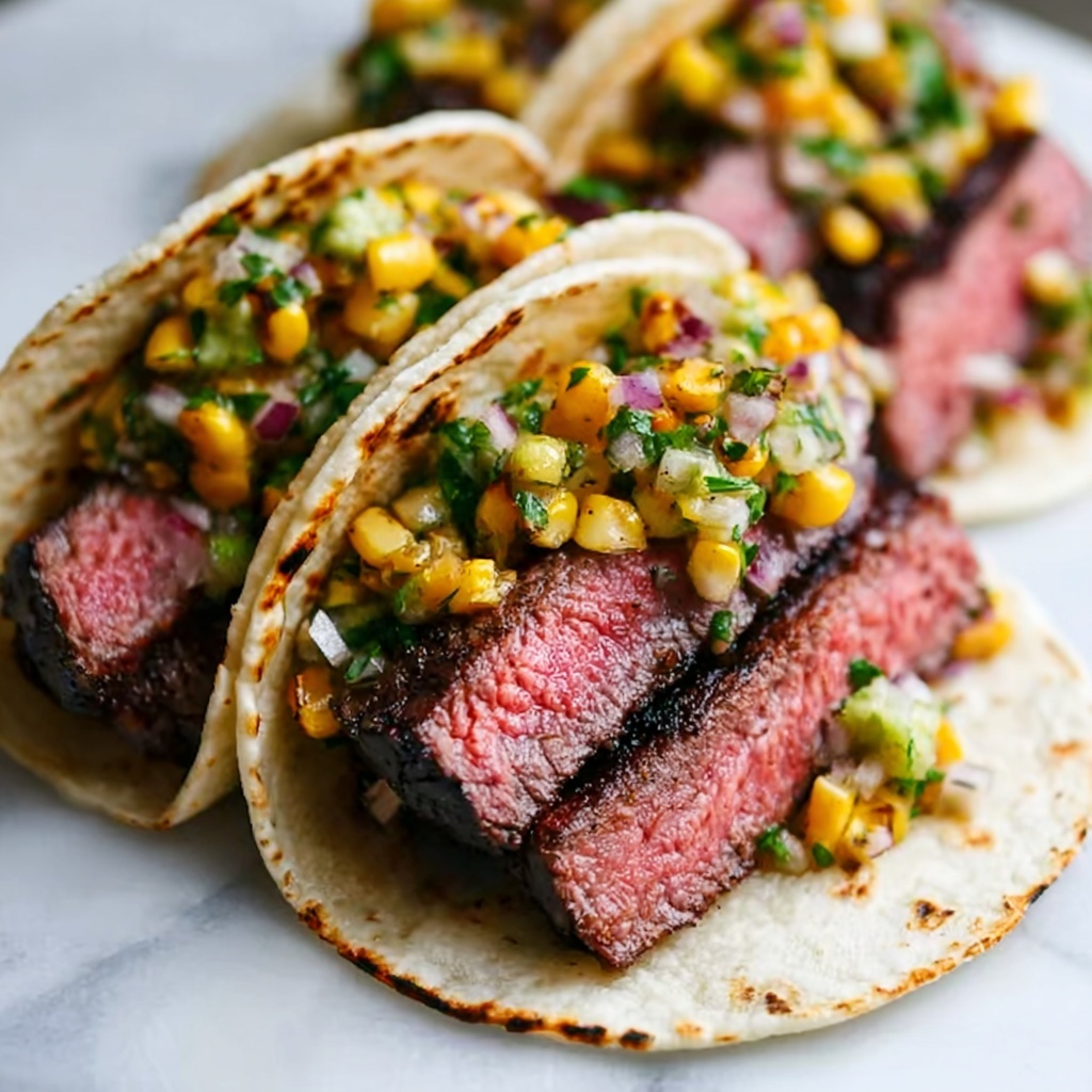 Grilled Elote Steak Tacos Recipe - Recipe Image