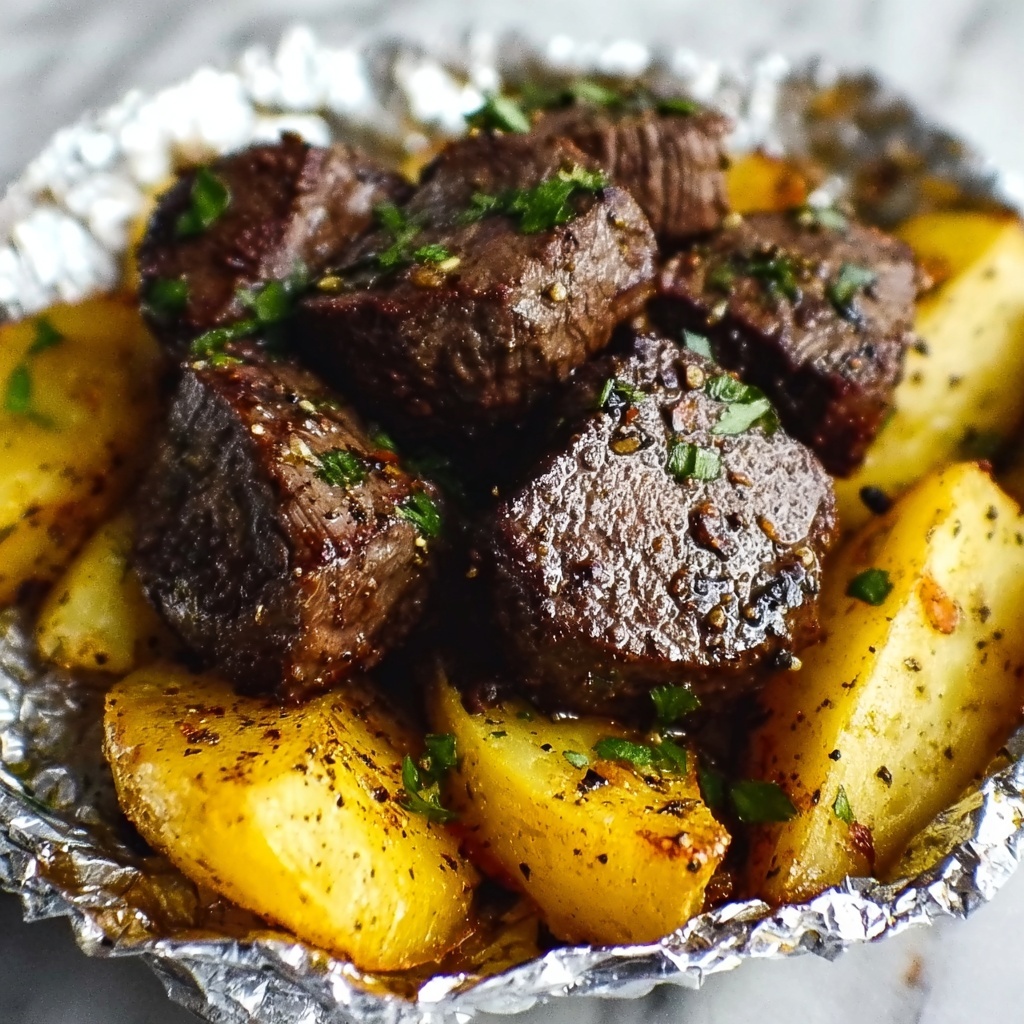 Garlic Steak and Potato Foil Packs Recipe - Recipe Image