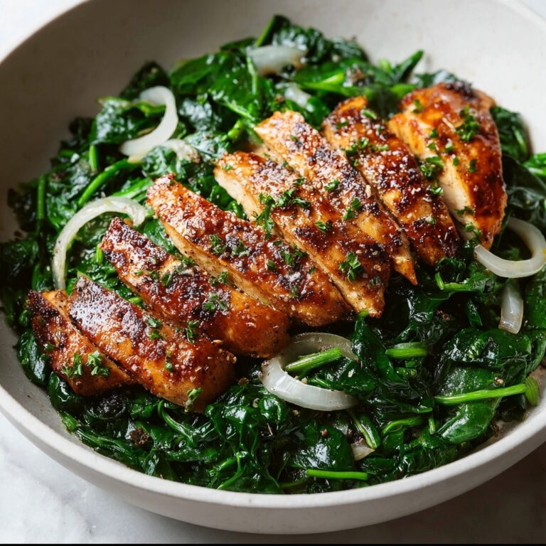 Asado Chicken Breast with Sautéed Garlic Spinach Recipe
