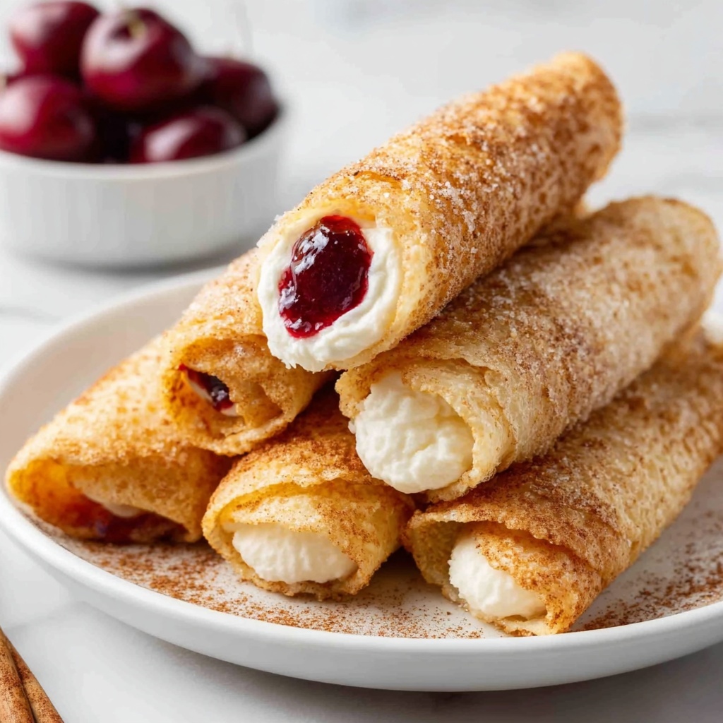 Cherry Cheesecake Egg Rolls with Cinnamon Sugar and Graham Cracker Topping Recipe - Recipe Image