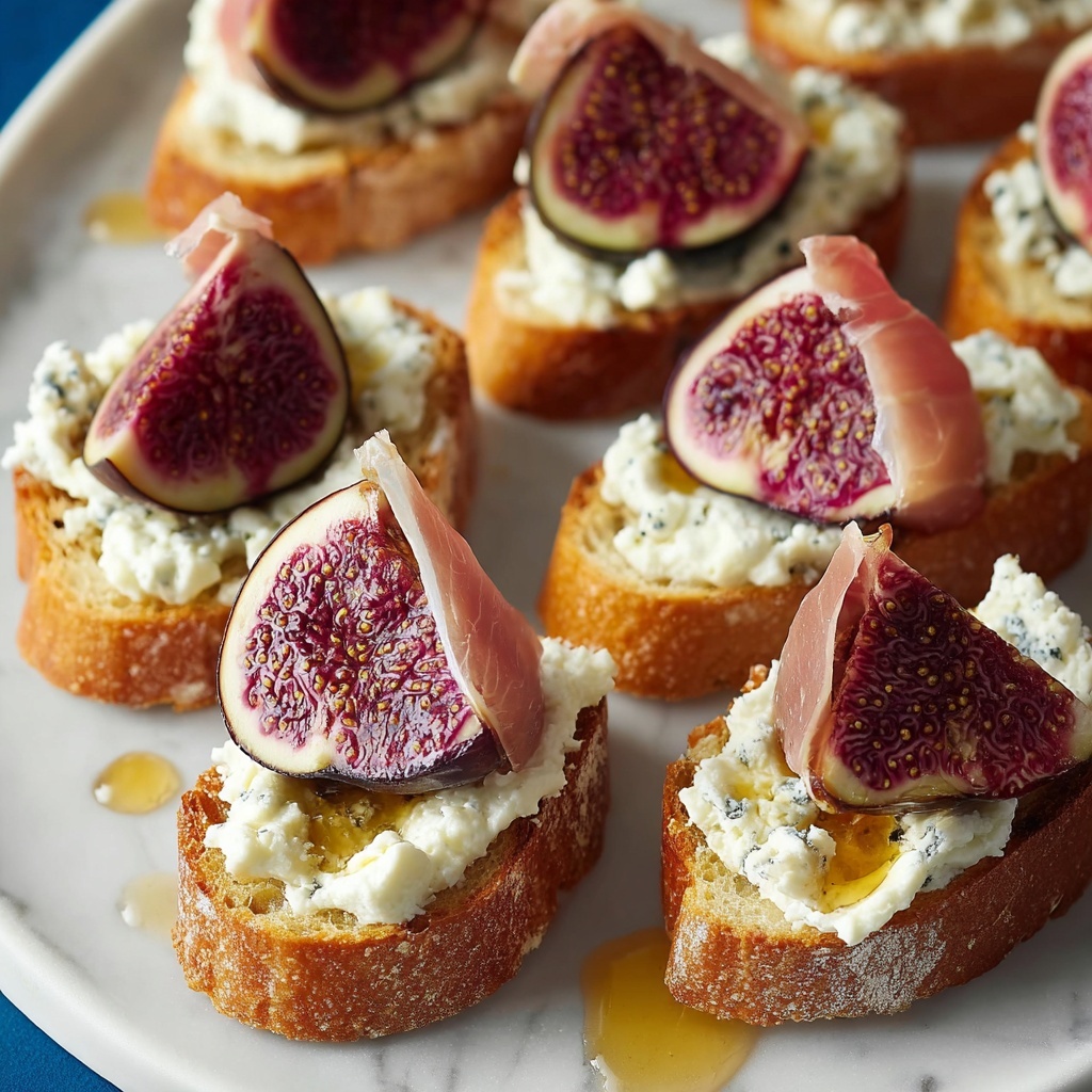 Fig, Blue Cheese & Crispy Prosciutto Crostini Recipe - Recipe Image