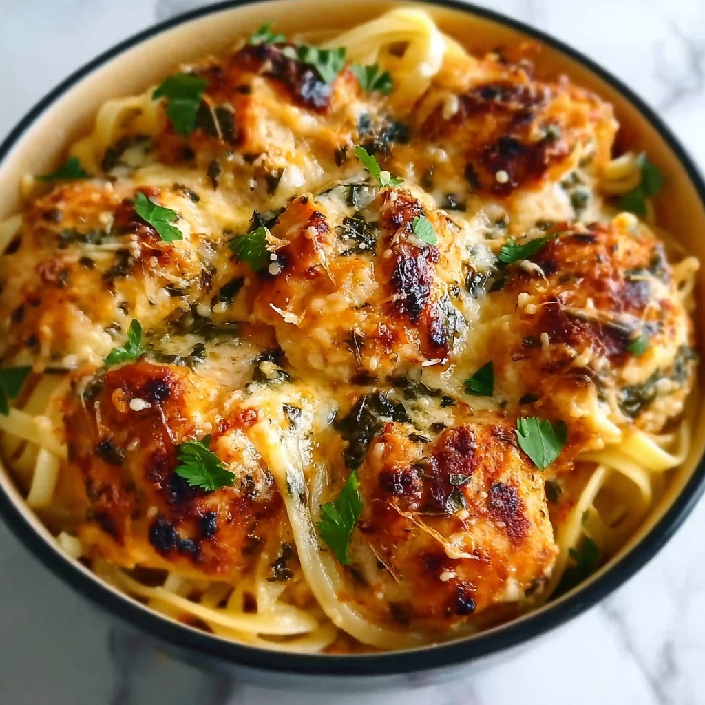 Garlic Butter Chicken Bites with Creamy Parmesan Pasta Recipe - Recipe Image