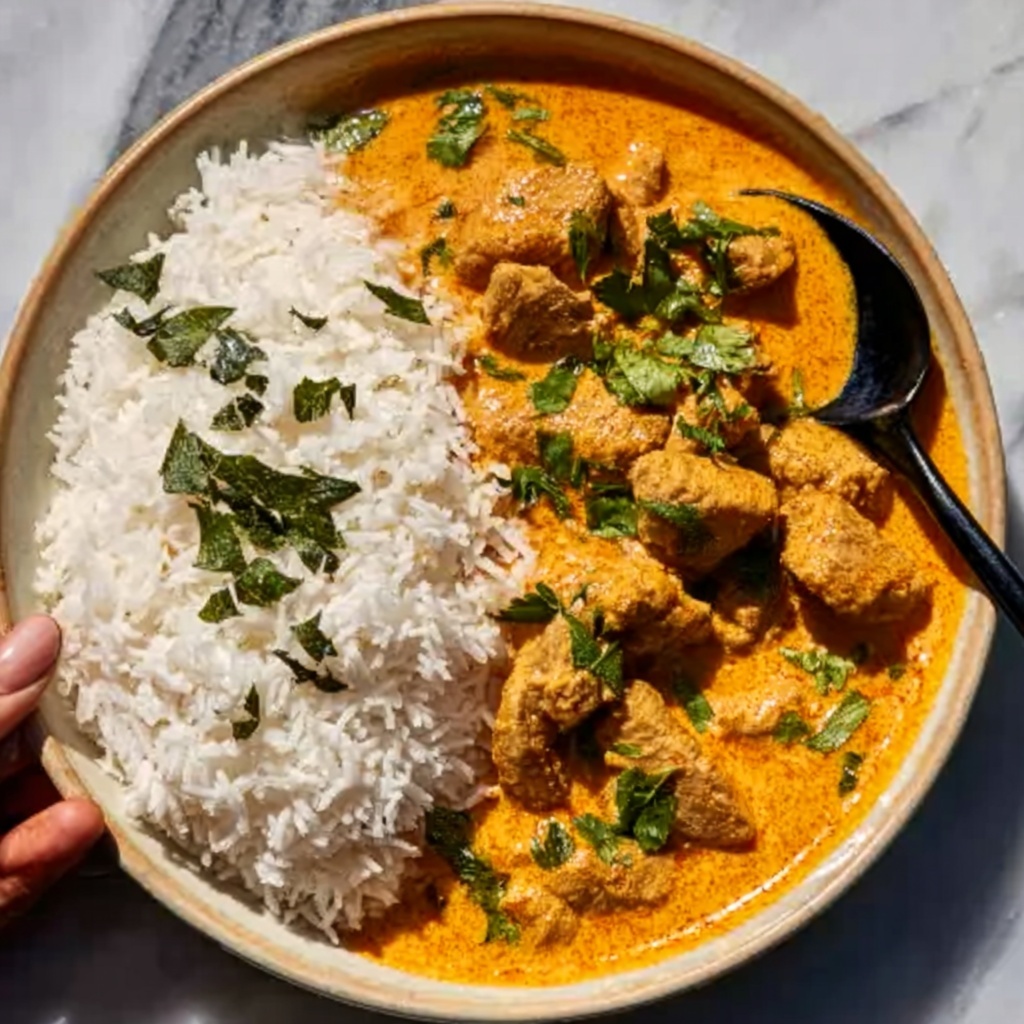 Easy Homemade Chicken Korma with Flatbread or Rice Recipe - Recipe Image
