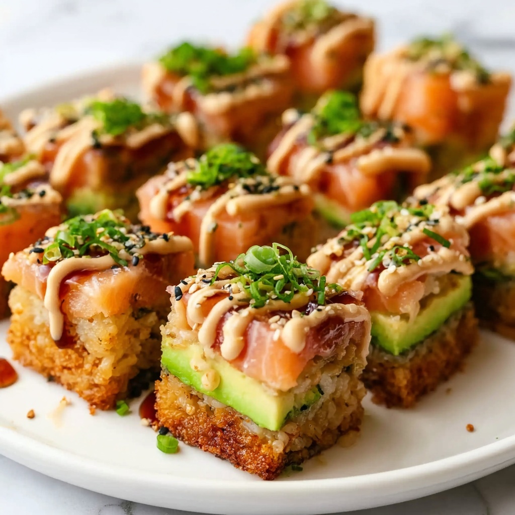 Crispy Rice Sushi Cupcakes with Smoked Salmon and Avocado Recipe - Recipe Image