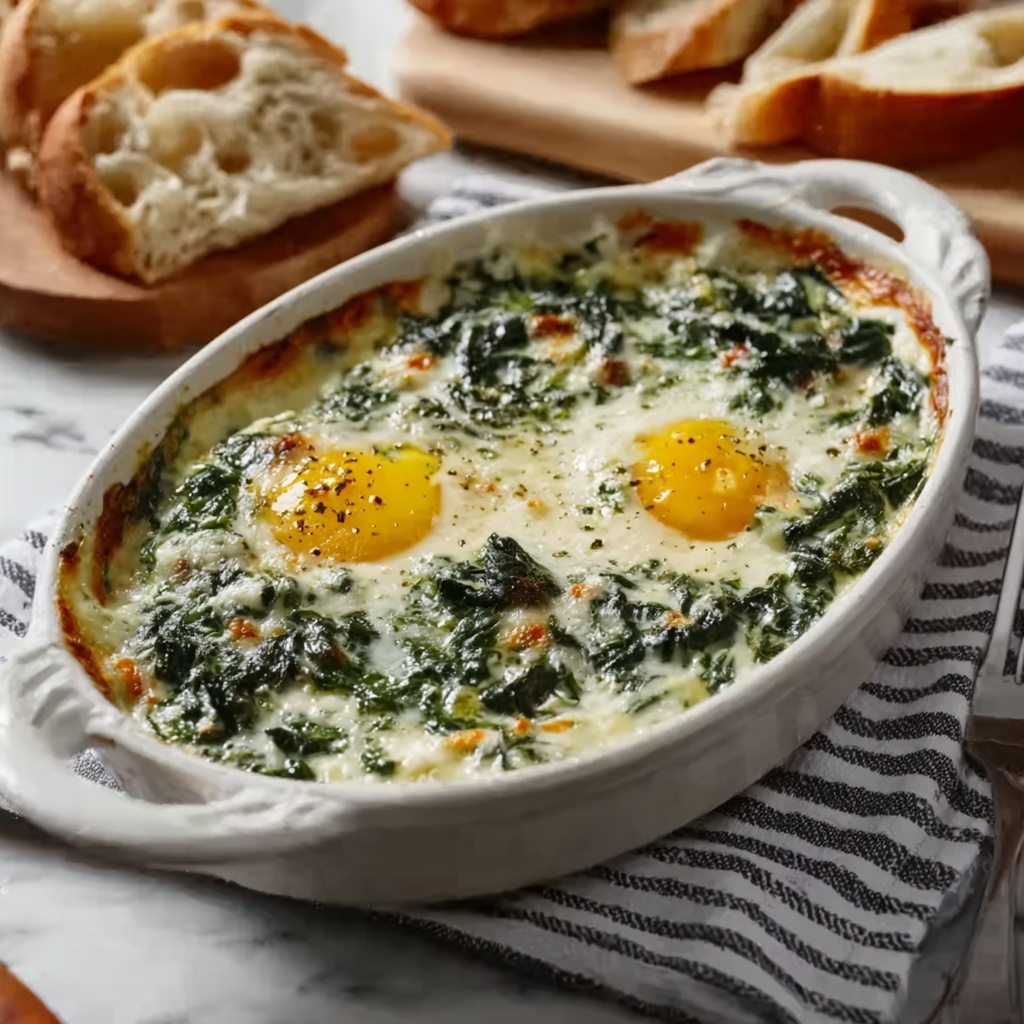 Baked Eggs Florentine Recipe - Recipe Image