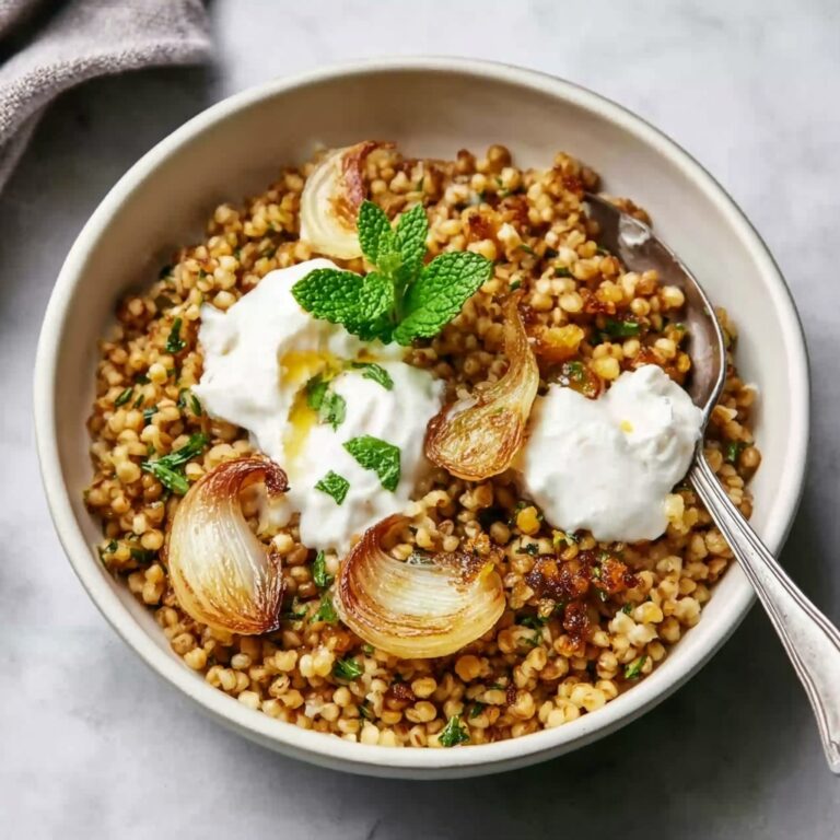 Mujaddarat Bulgur with Cucumber Mint Yogurt Recipe