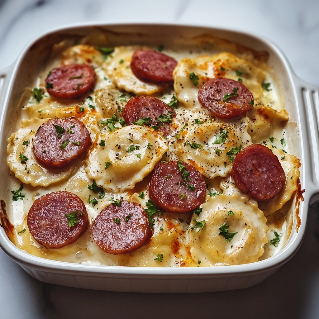 Crockpot Pierogi Casserole with Kielbasa Recipe - Recipe Image