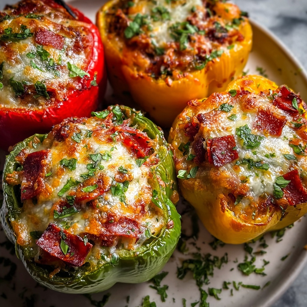 Creamy Pizza Stuffed Peppers Recipe - Recipe Image