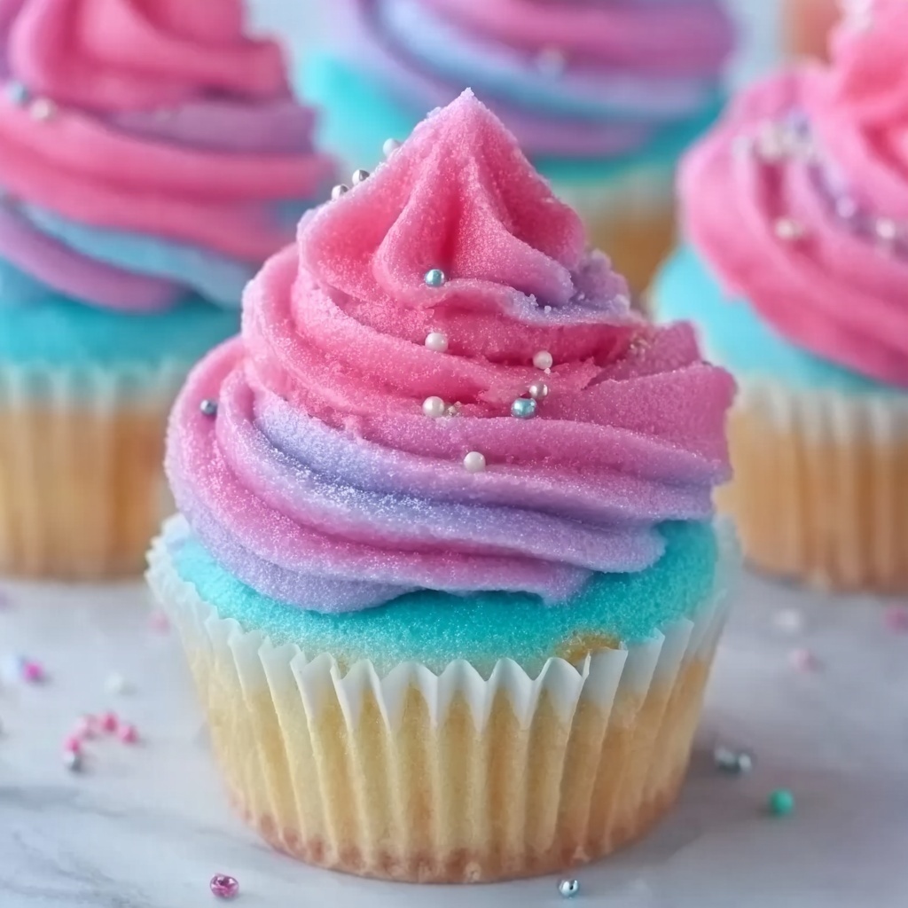 The Best Cotton Candy Cupcakes Recipe - Recipe Image