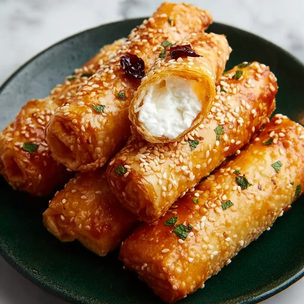 Oven Fried Feta Rolls with Chili Honey Drizzle Recipe - Recipe Image